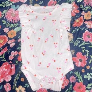 Cat & Jack white shoulder fringe onesie
